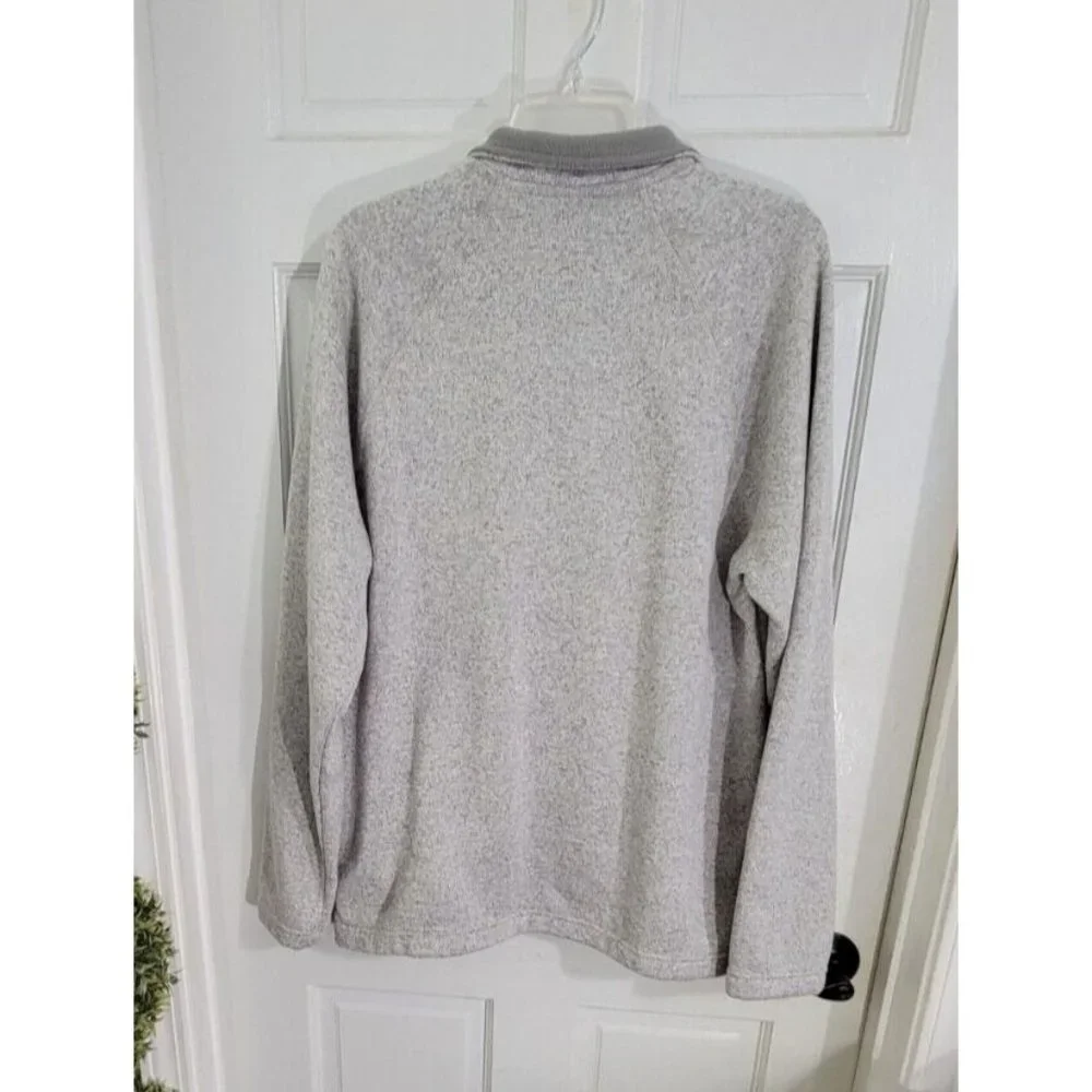 EDDIE BAUER Men’s Large Gray Fleece-Lined‎ Sweater Pullover 1/2 Zip Long Sleeve